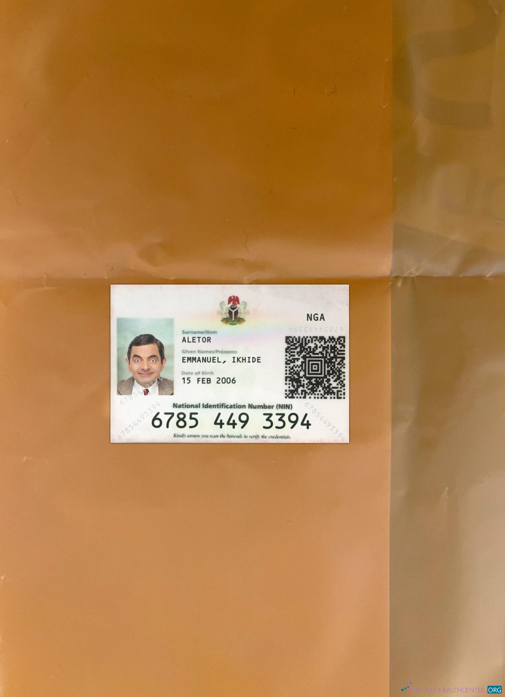 Download Nigeria national ID card photolook front Photoshop template